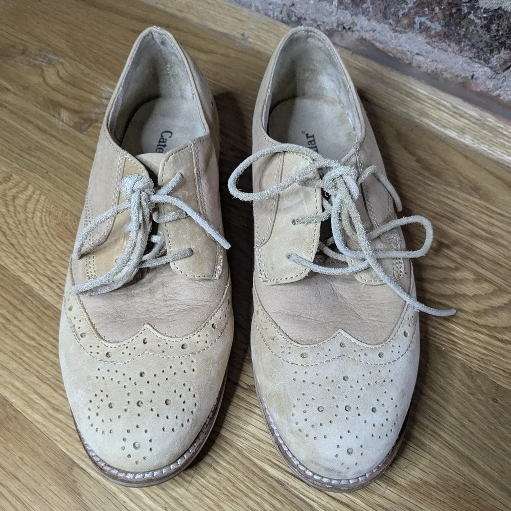 Cat Caterpillar Size 9 Tan‎ Leather Reegan Wingtip Oxford Shoes